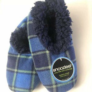 Snoozies Blue Plaid  Tween Small 2 / 3 Non-Skid